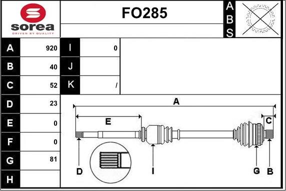 Sera FO285 - Приводной вал autosila-amz.com