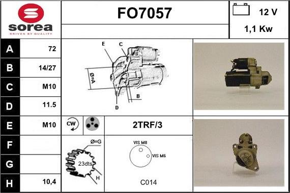 Sera FO7057 - Стартер autosila-amz.com