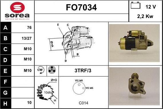 Sera FO7034 - Стартер autosila-amz.com