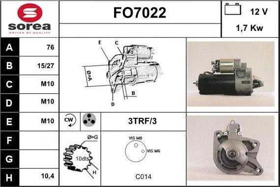 Sera FO7022 - Стартер autosila-amz.com