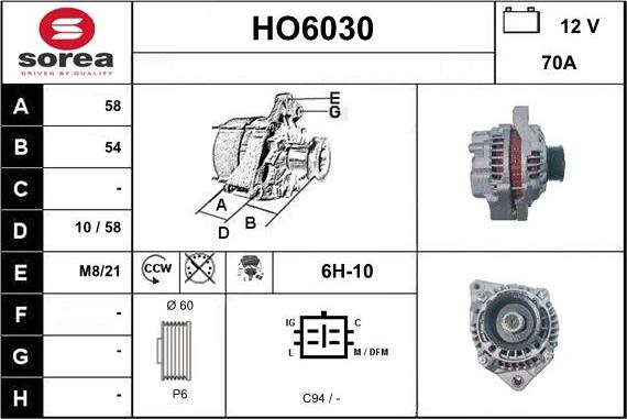 Sera HO6030 - Генератор autosila-amz.com