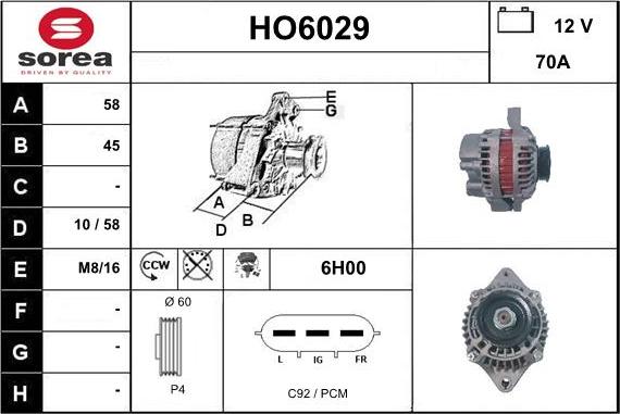 Sera HO6029 - Генератор autosila-amz.com