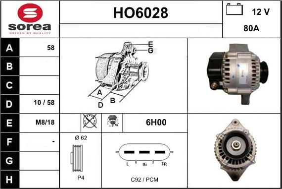 Sera HO6028 - Генератор autosila-amz.com