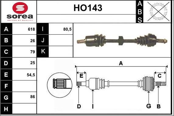 Sera HO143 - Приводной вал autosila-amz.com