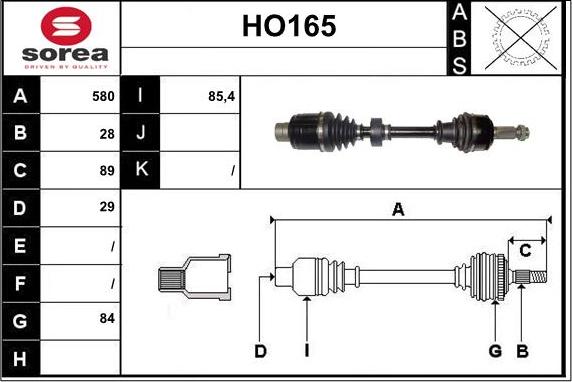 Sera HO165 - Приводной вал autosila-amz.com