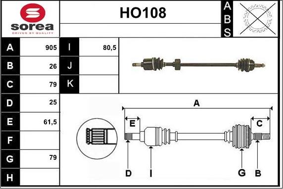 Sera HO108 - Приводной вал autosila-amz.com