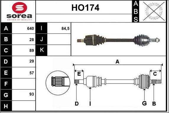 Sera HO174 - Приводной вал autosila-amz.com