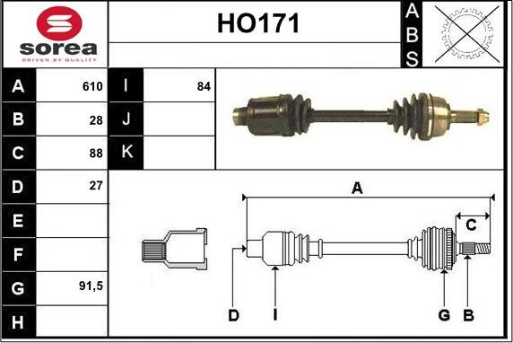 Sera HO171 - Приводной вал autosila-amz.com