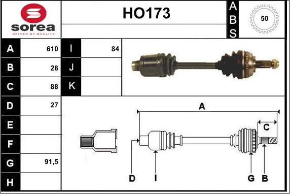 Sera HO173 - Приводной вал autosila-amz.com