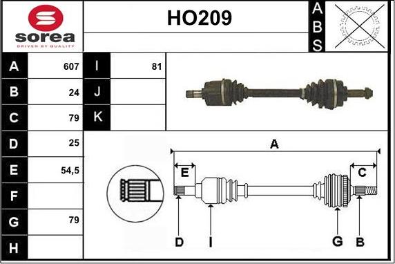 Sera HO209 - Приводной вал autosila-amz.com