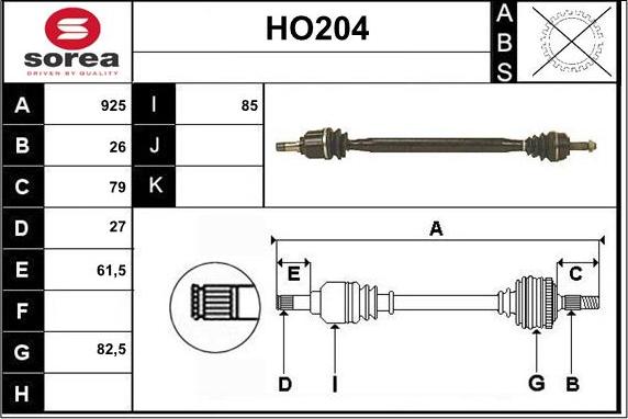 Sera HO204 - Приводной вал autosila-amz.com