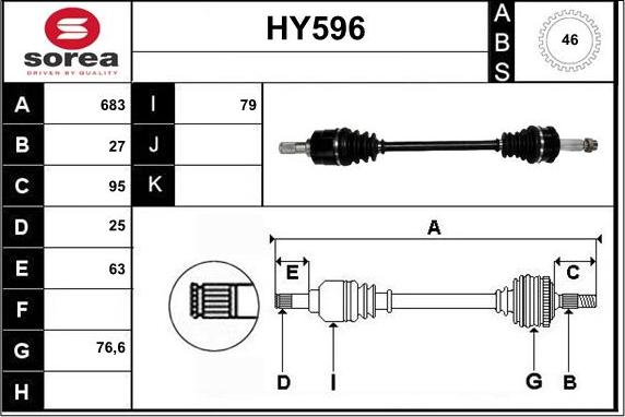 Sera HY596 - Приводной вал autosila-amz.com