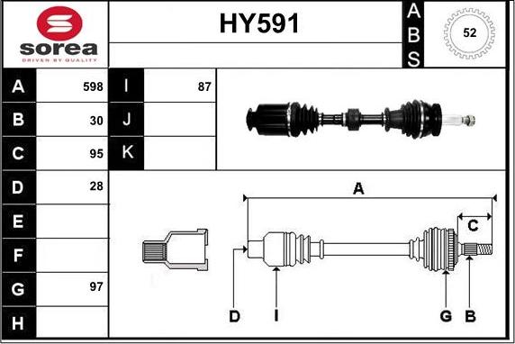 Sera HY591 - Приводной вал autosila-amz.com