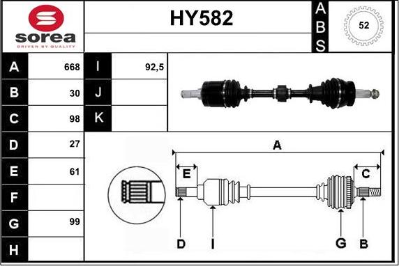 Sera HY582 - Приводной вал autosila-amz.com