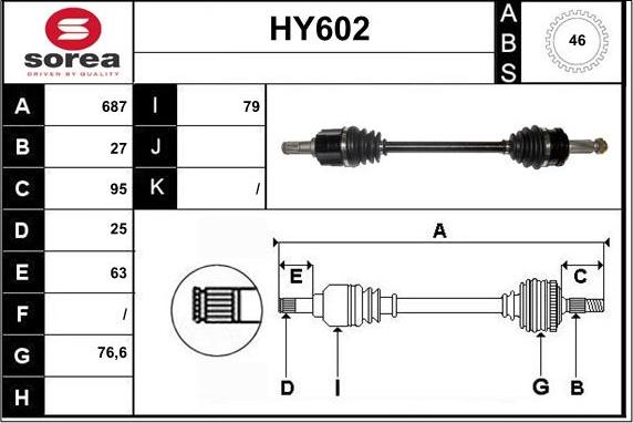 Sera HY602 - Приводной вал autosila-amz.com