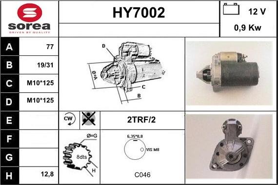 Sera HY7002 - Стартер autosila-amz.com