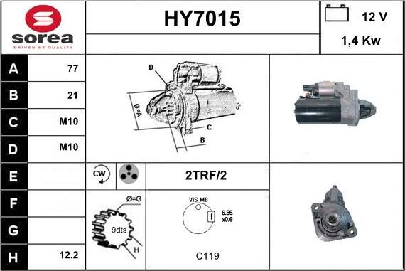 Sera HY7015 - Стартер autosila-amz.com