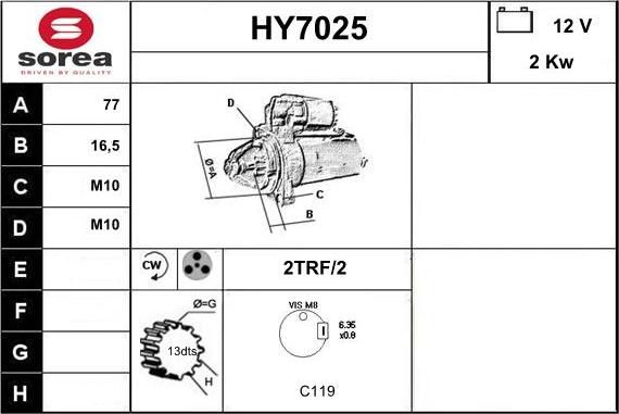 Sera HY7025 - Стартер autosila-amz.com