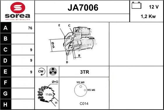 Sera JA7006 - Стартер autosila-amz.com