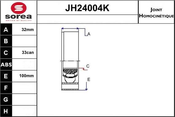 Sera JH24004K - Шарнирный комплект, ШРУС, приводной вал autosila-amz.com