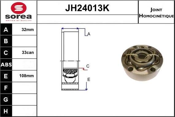 Sera JH24013K - Шарнирный комплект, ШРУС, приводной вал autosila-amz.com