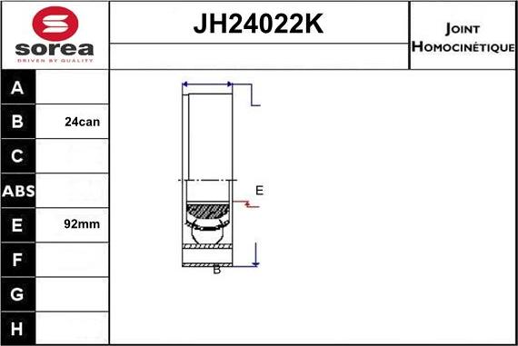 Sera JH24022K - Шарнирный комплект, ШРУС, приводной вал autosila-amz.com