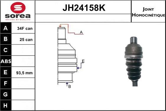 Sera JH24158K - Шарнирный комплект, ШРУС, приводной вал autosila-amz.com