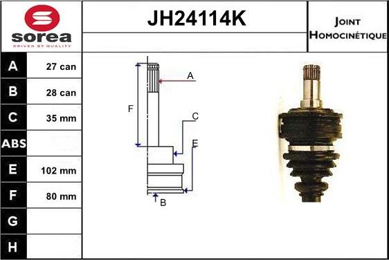 Sera JH24114K - Шарнирный комплект, ШРУС, приводной вал autosila-amz.com