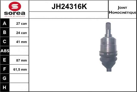 Sera JH24316K - Шарнирный комплект, ШРУС, приводной вал autosila-amz.com