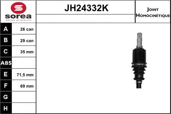 Sera JH24332K - Шарнирный комплект, ШРУС, приводной вал autosila-amz.com