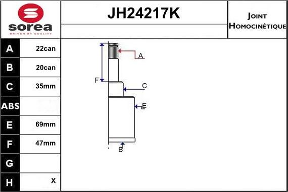 Sera JH24217K - Шарнирный комплект, ШРУС, приводной вал autosila-amz.com