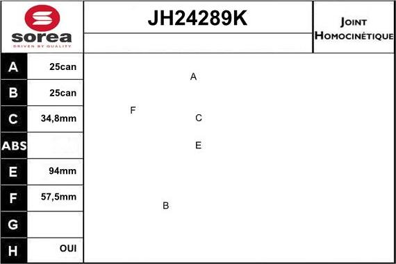 Sera JH24289K - Шарнирный комплект, ШРУС, приводной вал autosila-amz.com