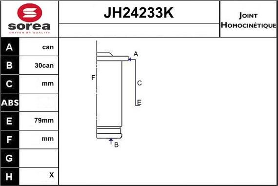 Sera JH24233K - Шарнирный комплект, ШРУС, приводной вал autosila-amz.com