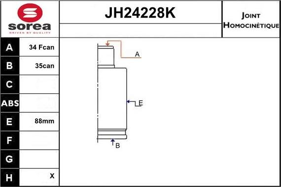 Sera JH24228K - Шарнирный комплект, ШРУС, приводной вал autosila-amz.com