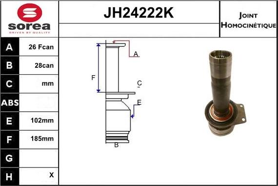 Sera JH24222K - Шарнирный комплект, ШРУС, приводной вал autosila-amz.com