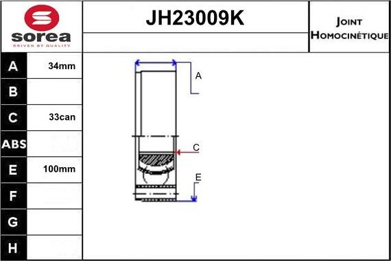 Sera JH23009K - Шарнирный комплект, ШРУС, приводной вал autosila-amz.com