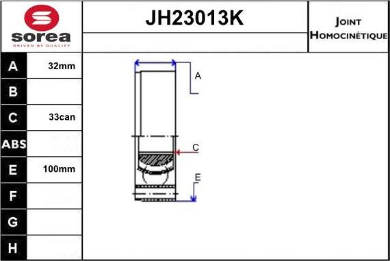 Sera JH23013K - Шарнирный комплект, ШРУС, приводной вал autosila-amz.com