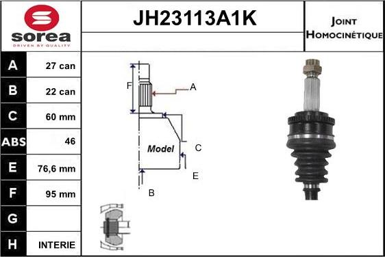 Sera JH23113A1K - Шарнирный комплект, ШРУС, приводной вал autosila-amz.com
