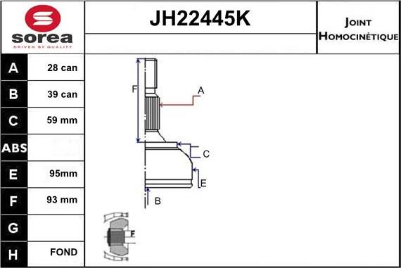 Sera JH22445K - Шарнирный комплект, ШРУС, приводной вал autosila-amz.com