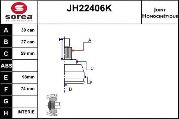 Sera JH22406K - Шарнирный комплект, ШРУС, приводной вал autosila-amz.com