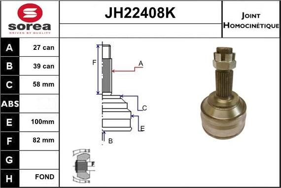 Sera JH22408K - Шарнирный комплект, ШРУС, приводной вал autosila-amz.com