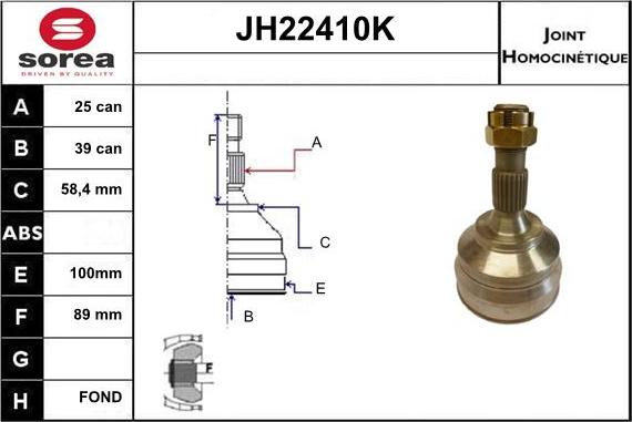 Sera JH22410K - Шарнирный комплект, ШРУС, приводной вал autosila-amz.com