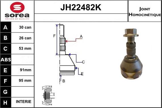 Sera JH22482K - Шарнирный комплект, ШРУС, приводной вал autosila-amz.com