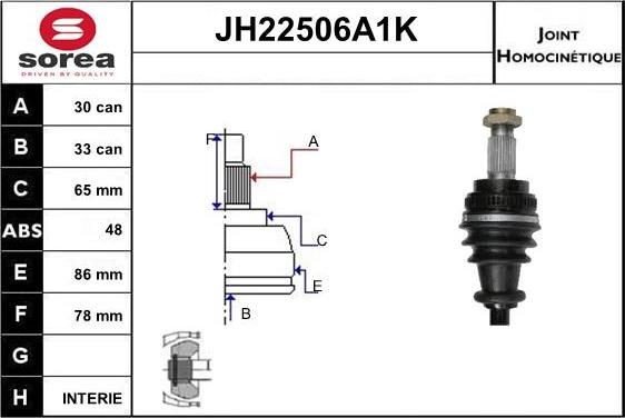 Sera JH22506A1K - Шарнирный комплект, ШРУС, приводной вал autosila-amz.com