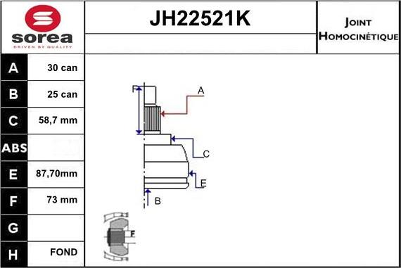 Sera JH22521K - Шарнирный комплект, ШРУС, приводной вал autosila-amz.com