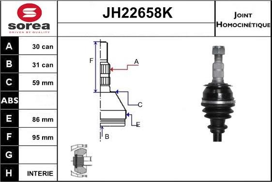 Sera JH22658K - Шарнирный комплект, ШРУС, приводной вал autosila-amz.com