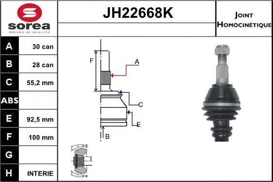 Sera JH22668K - Шарнирный комплект, ШРУС, приводной вал autosila-amz.com