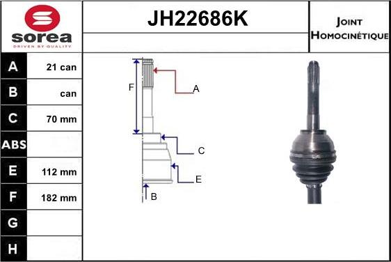 Sera JH22686K - Шарнирный комплект, ШРУС, приводной вал autosila-amz.com