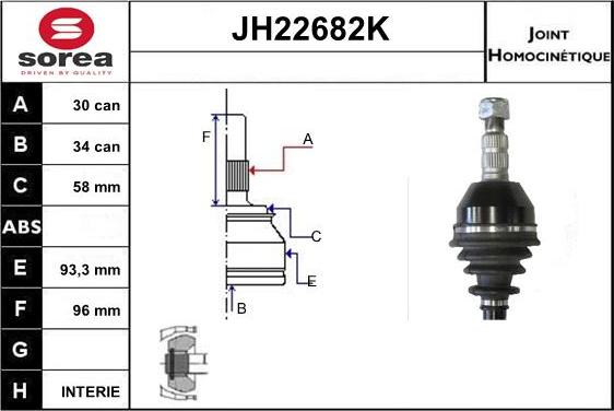 Sera JH22682K - Шарнирный комплект, ШРУС, приводной вал autosila-amz.com