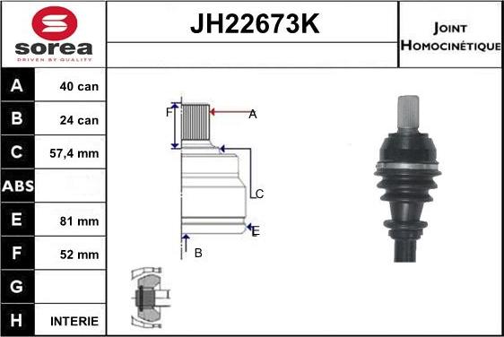 Sera JH22673K - Шарнирный комплект, ШРУС, приводной вал autosila-amz.com